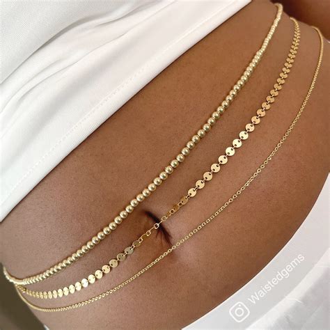 stomach chain gold|solid gold belly chain.